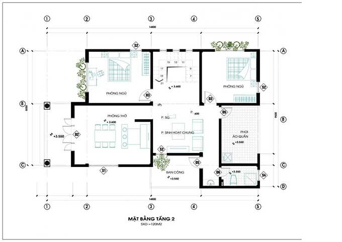 Mẫu biệt thự nhà vườn 2 tầng mái thái